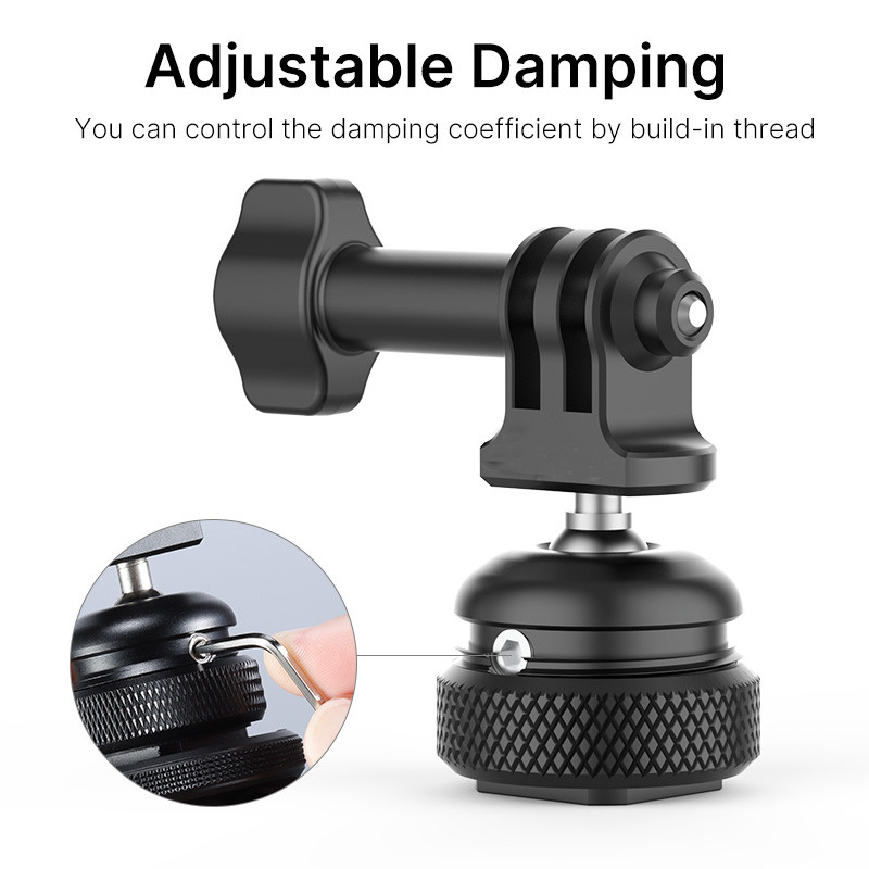 UURig GP-6 Base Mount Cold Shoe 1/4'' za GoPro 11/10/9/8/7 univerzalni adapter za montažu 360° podesiva kuglasta glava