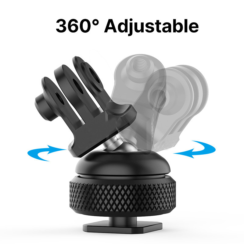 UURig GP-6 Base Mount Cold Shoe 1/4'' za GoPro 11/10/9/8/7 univerzalni adapter za montažu 360° podesiva kuglasta glava