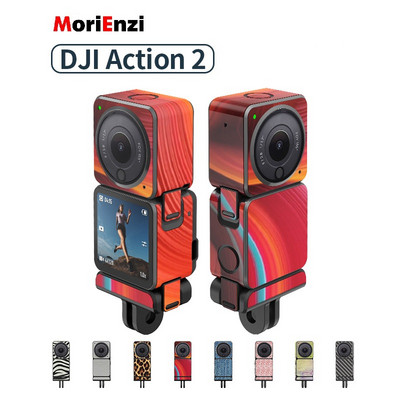 MoriEnzi For DJI Action2 Akumulatora darbības laiks dubultā ekrāna korpusa aizsargpapīra darbība 2 Pretskrāpējumiem korpusa PVC aizsarguzlīme