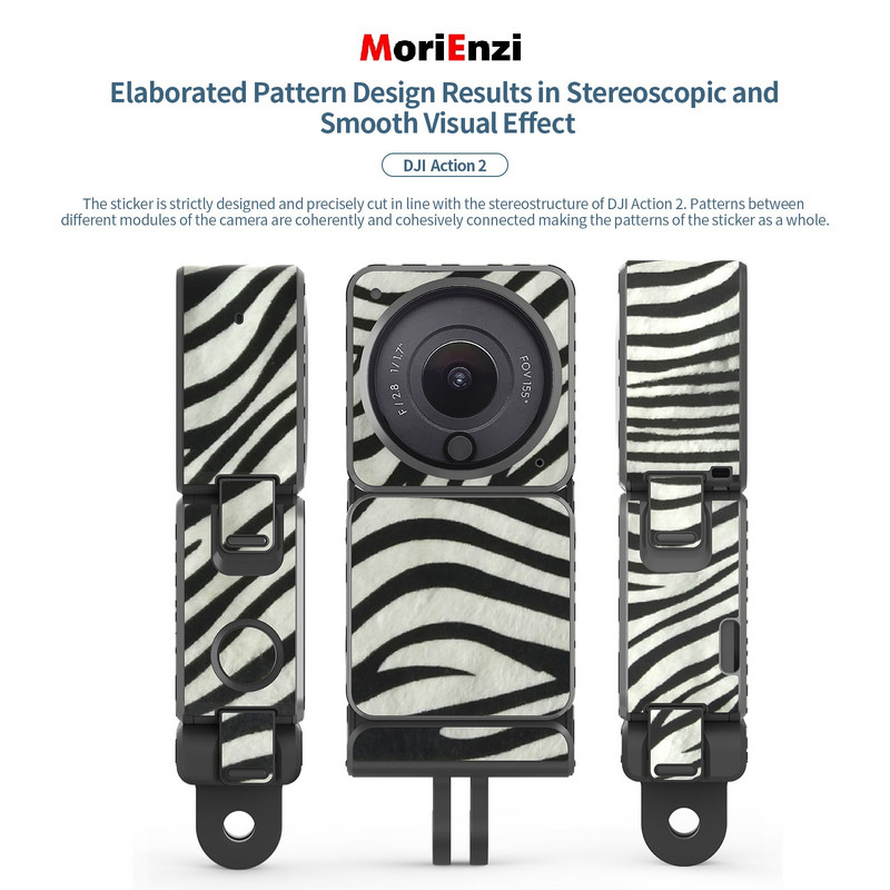 MoriEnzi For DJI Action2 Aku kestvus kahe ekraaniga korpuse kaitse paberi toimega 2 kriimustusvastane korpus PVC kaitsekleebis