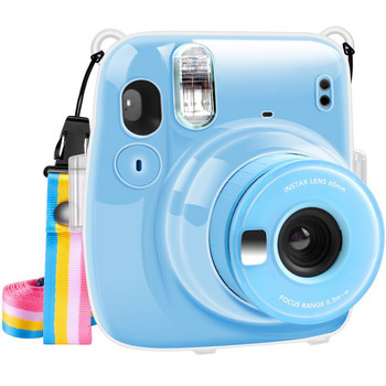 Νέα θήκη Mini Crystal Camera Protective Clear Case με ρυθμιζόμενο λουρί Rainbow για αξεσουάρ φωτογραφικών μηχανών Fujifilm Instax Mini 11