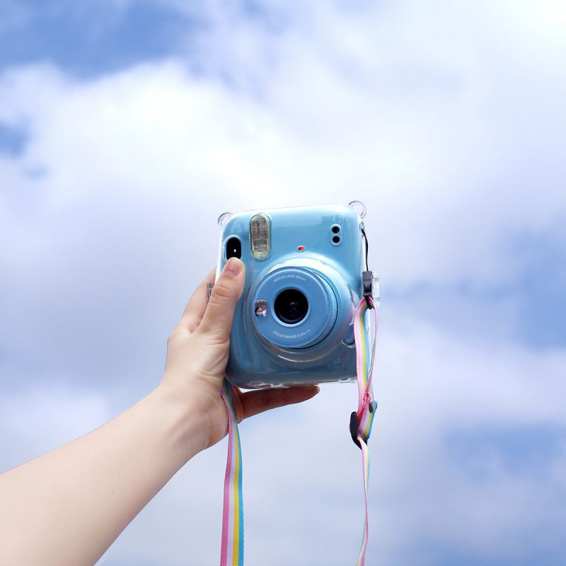 Noua carcasă de cristal mini pentru aparatul foto Carcasă transparentă de protecție cu curea curcubeu reglabilă pentru accesorii pentru camere Fujifilm Instax Mini 11