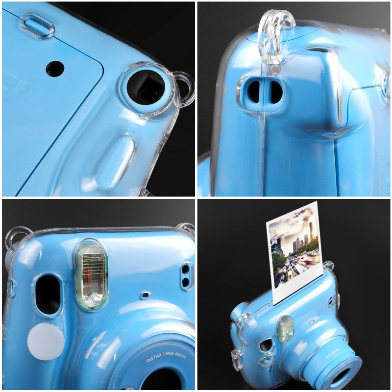 Noua carcasă de cristal mini pentru aparatul foto Carcasă transparentă de protecție cu curea curcubeu reglabilă pentru accesorii pentru camere Fujifilm Instax Mini 11