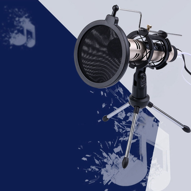 Nastaviteľný stojan na mikrofón, stolný statív pre nahrávanie videa z počítača s krytom filtra proti vetru pre mikrofón