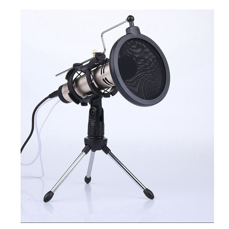 Nastaviteľný stojan na mikrofón, stolný statív pre nahrávanie videa z počítača s krytom filtra proti vetru pre mikrofón