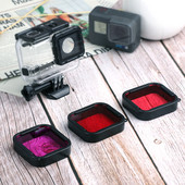 Filtre impermeabile super subțiri 3 buc. Set de filtre pentru scufundări subacvatice roșu roz violet pentru Gopro Hero 5/6/7 carcasă originală neagră