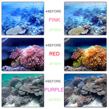 Super Thin Waterproof Filters 3Pcs Red Pink Purple Σετ φίλτρου υποβρύχιας κατάδυσης για Gopro Hero 5/6/7 Μαύρη αυθεντική θήκη
