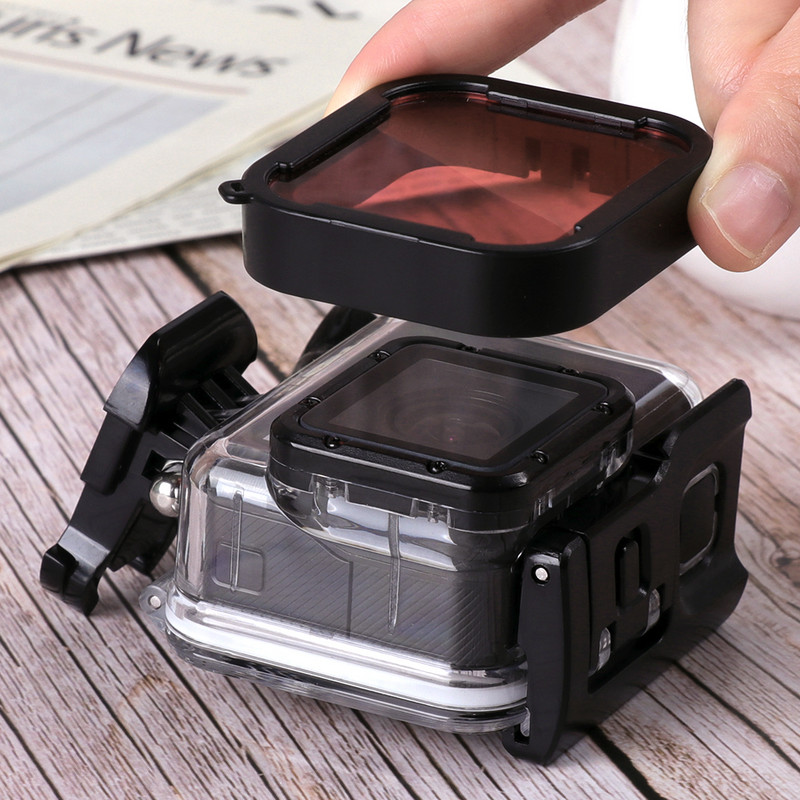 Filtre impermeabile super subțiri 3 buc. Set de filtre pentru scufundări subacvatice roșu roz violet pentru Gopro Hero 5/6/7 carcasă originală neagră