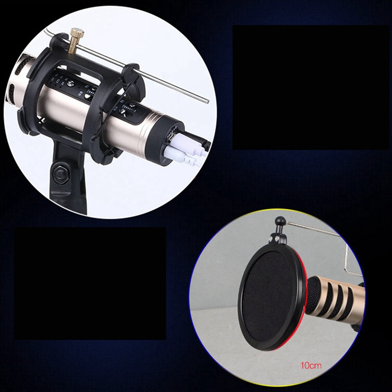 Nastaviteľný stojan na mikrofón, stolný statív pre nahrávanie videa z počítača s krytom filtra proti vetru pre mikrofón