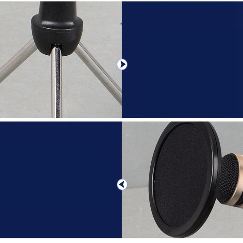 Nastaviteľný stojan na mikrofón, stolný statív pre nahrávanie videa z počítača s krytom filtra proti vetru pre mikrofón