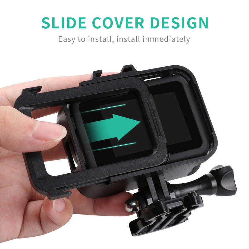 „GoPro“ priedams „GoPro Hero 8“ apsauginis rėmelis, vaizdo kameros korpusas, skirtas „GoPro Hero8“ juodai veiksmo kamerai