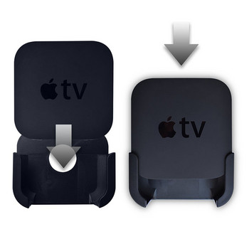 Скоба за монтиране на стена Отвор за Apple TV 4th 5th Gen Media Player Стойка Cradle Holder + Controller Силиконов защитен калъф Skin