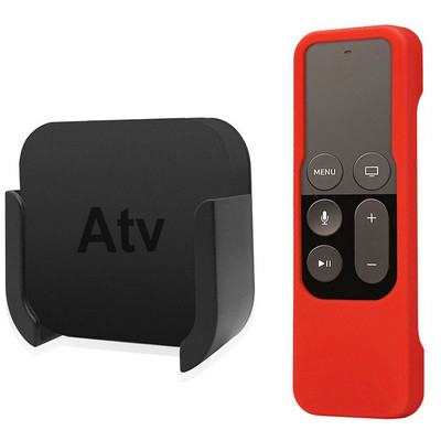 Sieninio laikiklio anga Apple TV 4th 5th Gen Media Player stovo lopšio laikiklis + valdiklio silikoninis apsauginis dėklas