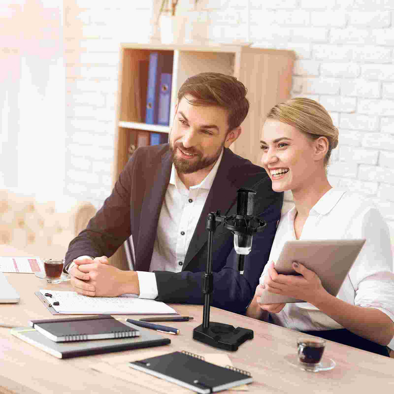 Suport pentru microfon de masă cu bază ponderată Suport pentru microfon reglabil cu clemă fixă pentru microfon și suport pentru fixare cu șoc