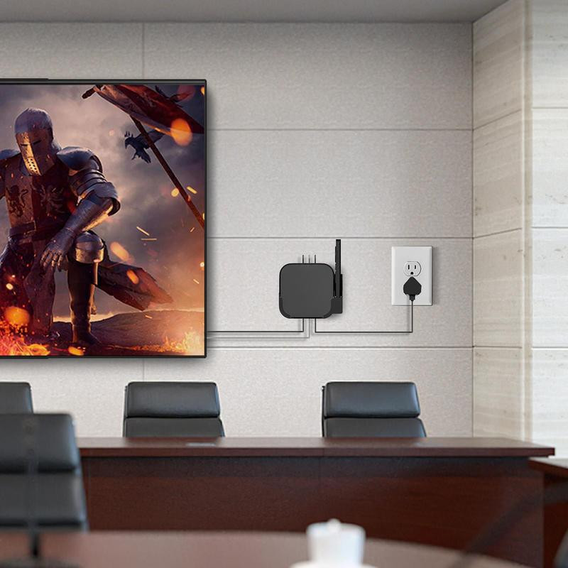 Seinale paigaldatav telerikarbi korraldaja Apples TV HD 4K 2-7 põlvkonna salvestusriiul koos kaugjuhtimispuldi hoidikuga.