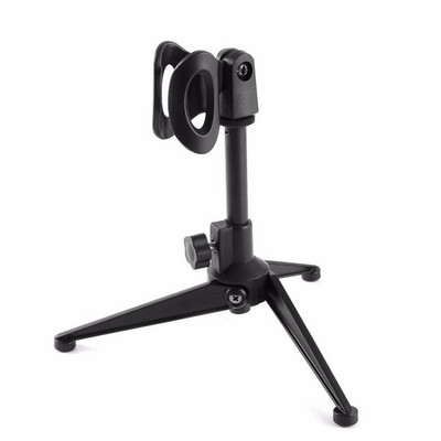 Microphone Stand Desktop Tripod Table Stand Mini Portable Adjustable Mic Stand Mic Clip Holder Foldable Lightweight Bracket