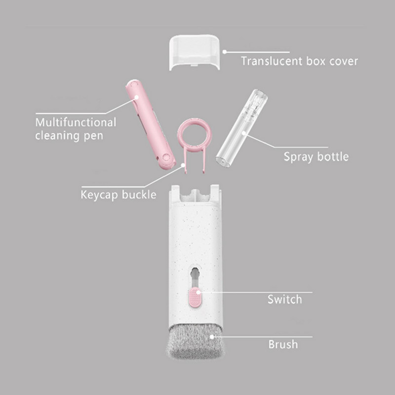 7 viename dulkių šalinimo šepetys, skirtas kompiuteriui / mobiliajam telefonui / ausinėms / kompiuteriams / nešiojamiesiems kompiuteriams / klaviatūros daugiafunkciams valymo įrankiams