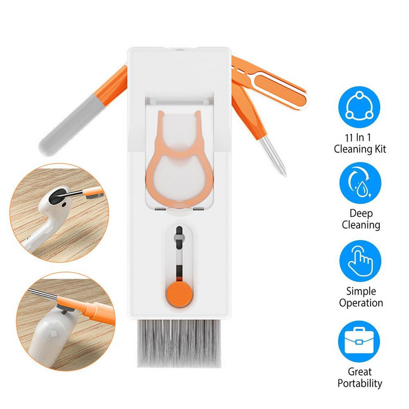 Daugiafunkcis BT ausinių valymo rašiklis kompiuterio klaviatūros valiklio šepetėlio rinkinys ausinių valymo rašiklis, skirtas ausinių klaviatūros valikliui