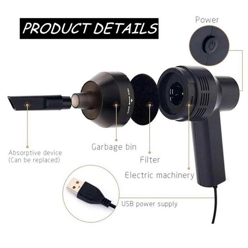 Hordozható mini kézi USB porszívó porgyűjtő vezeték nélküli töltő billentyűzet tisztítóeszközök notebook autós PC tisztított készlet