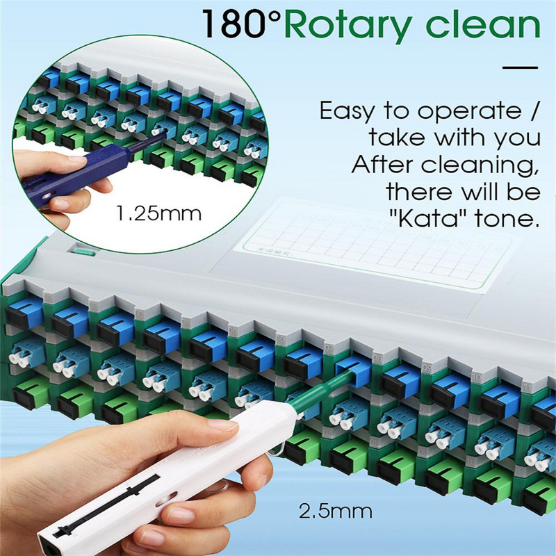 Száloptikai tisztító toll 2,5 mm-es Lc Mu-hoz / 1,25 mm-es Sc Fc St csatlakozóhoz Optikai intelligens tisztítóeszköz