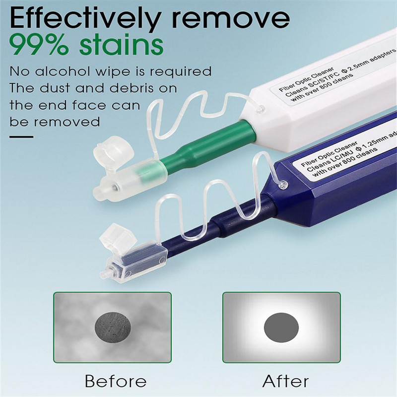 Száloptikai tisztító toll 2,5 mm-es Lc Mu-hoz / 1,25 mm-es Sc Fc St csatlakozóhoz Optikai intelligens tisztítóeszköz