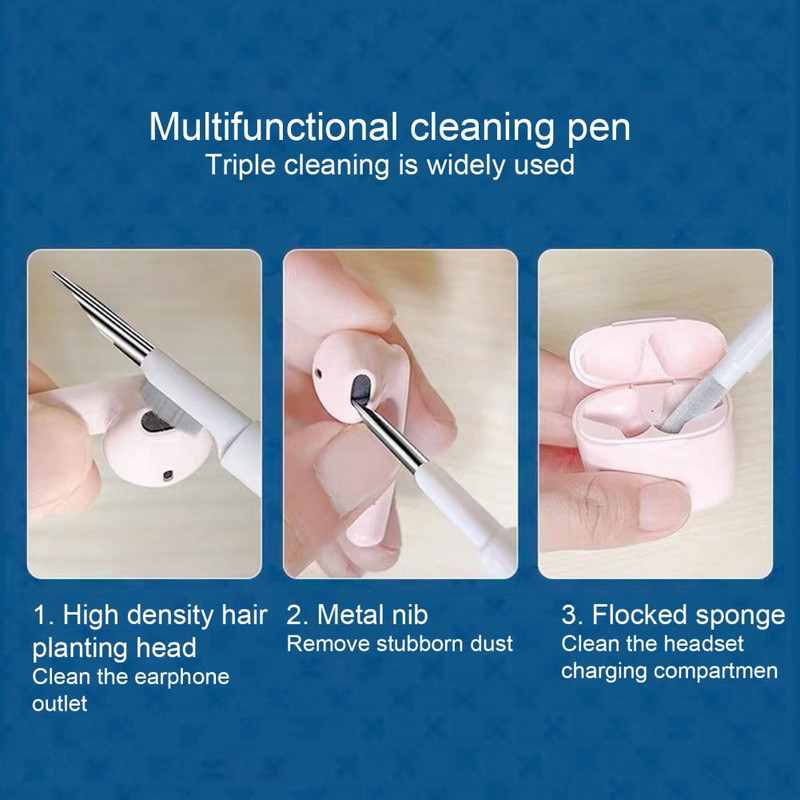 Olovka za čišćenje slušalica Spužvasta četka s dvostrukim vrhom 3 u 1 višenamjenski alat za čišćenje Bluetooth slušalica Dodaci za umetak za uši