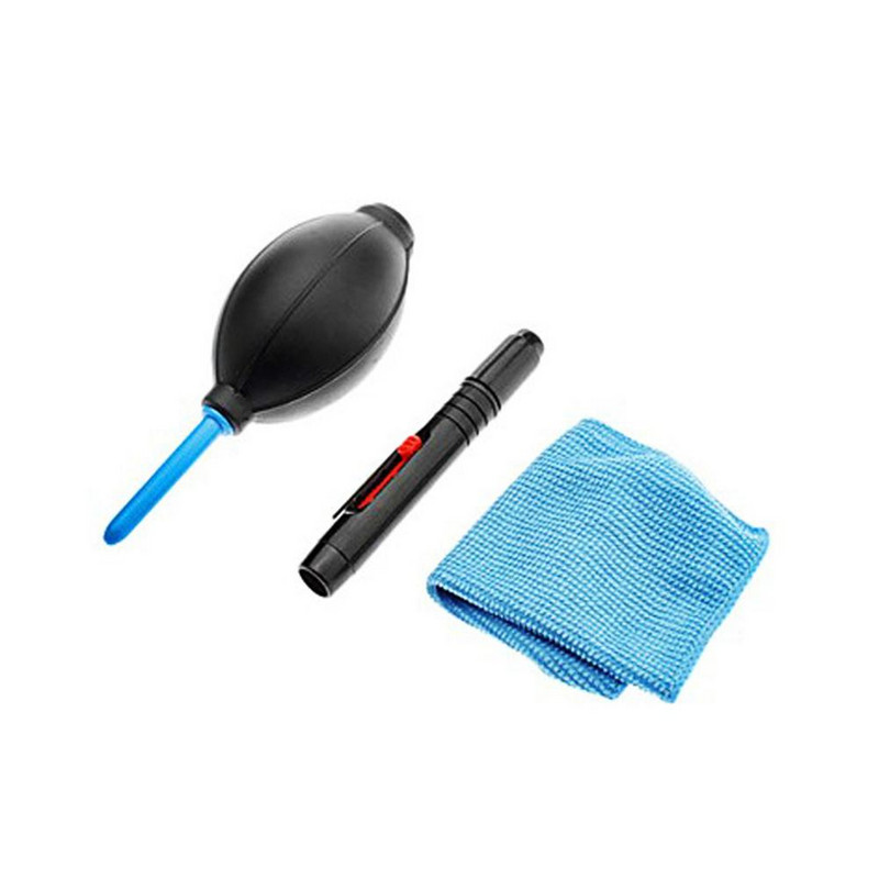 1 pakk kolm ühes kaamera puhastuslapi, harja ja õhupuhuri komplekt digikaamera jaoks