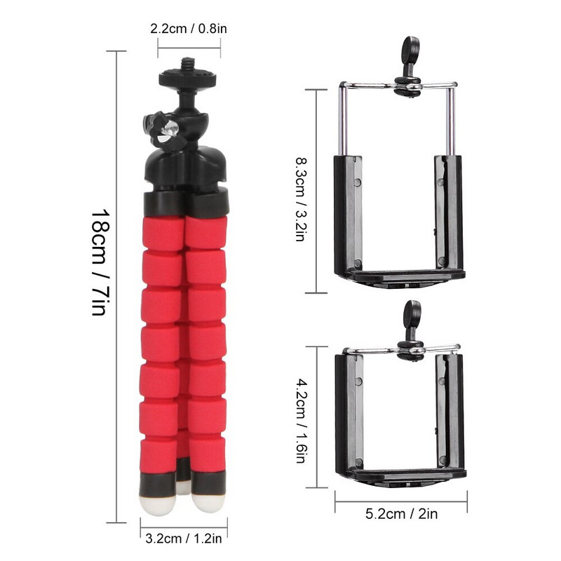 Telefono trikojis Lankstus kempinė aštuonkojis mini trikojis iPhone mini kamerai Trikojis telefono laikiklis su spaustuku