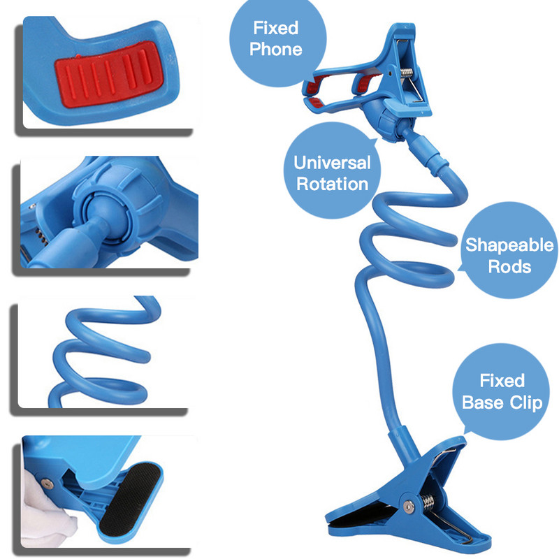 Universalus mobiliojo telefono laikiklis Lankstus tingus laikiklis Reguliuojamas mobiliojo telefono spaustukas Namų lovai Stalinio kompiuterio laikiklis Išmaniojo telefono stovas