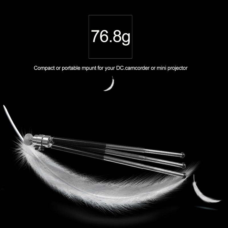 Glory Star 76,8g juodas mini lankstus projektoriaus trikojo stovo laikiklis Mini projektoriaus aliuminio lydinio laikiklis Stovas projektoriaus trikojis