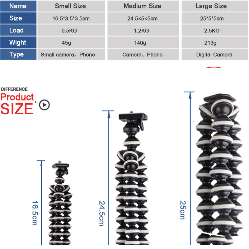 Octopus Stalak za stativ Fleksibilni Gorillapod za mobilni telefon Kamera Stol Stol Mini tronožac telefon za iphone huawei Samsung xiaomi