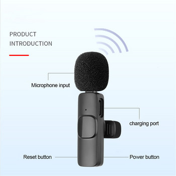 Ασύρματο μικρόφωνο Lavalier Ακύρωση θορύβου εγγραφής ήχου βίντεο Mini Mic για iPhone Android Xiaomi Live Broadcast Game Mic
