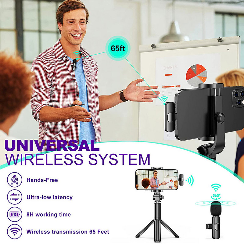 Bežični Lavalier mikrofon Broadcast Lapel mikrofoni Set Kratki video zapis Ručni mikrofon koji se naplaćuje Streaming uživo