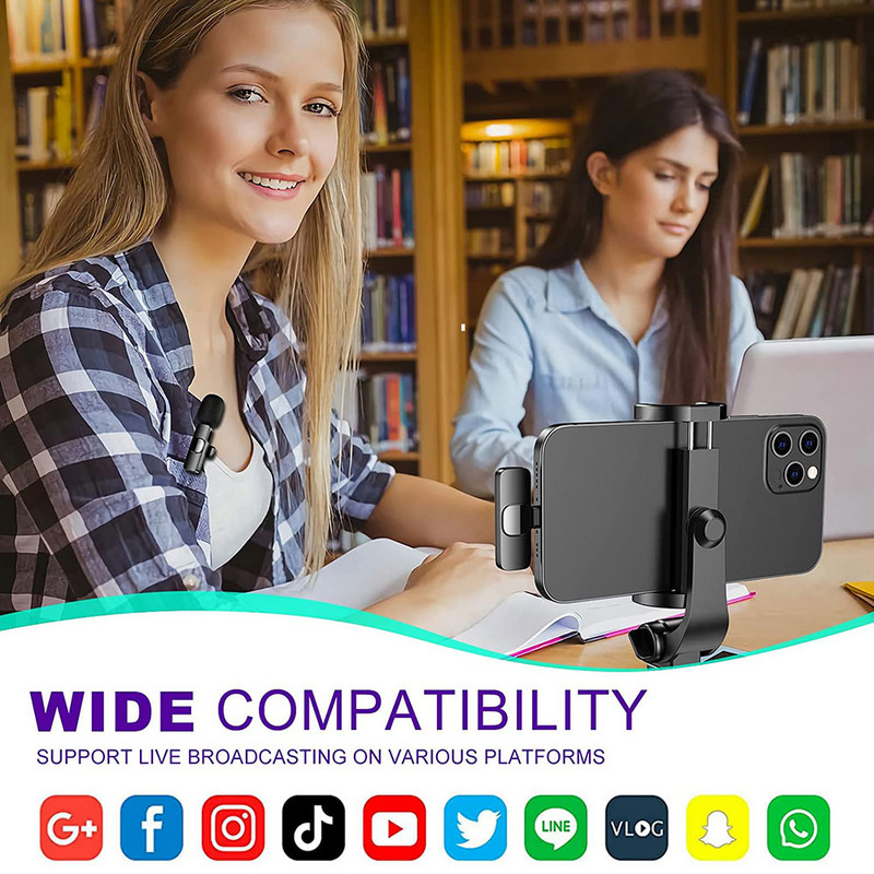 Bežični Lavalier mikrofon Broadcast Lapel mikrofoni Set Kratki video zapis Ručni mikrofon koji se naplaćuje Streaming uživo