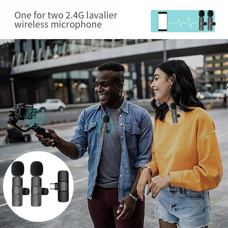 Microfon Lavalier fără fir, Mini microfon portabil de înregistrare audio și video pentru iPhone Type-C, transmisie în direct, microfon pentru jocuri