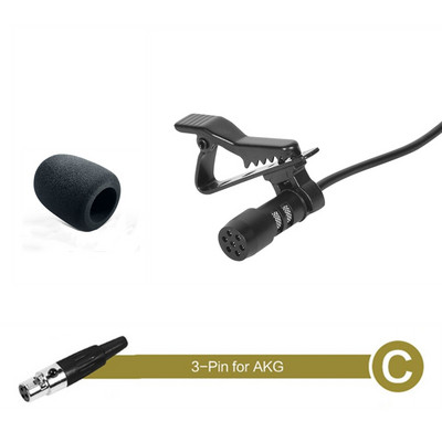 Crni lavalier mikrofon s reverom 3,5 mm XLR 3-pinski XLR 4-pinski za bežični sustav s metalnom kopčom i vjetrobranskim staklom