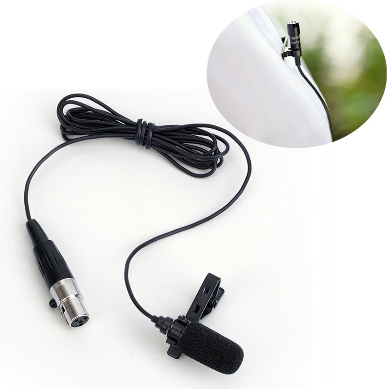 Crni lavalier mikrofon s reverom 3,5 mm XLR 3-pinski XLR 4-pinski za bežični sustav s metalnom kopčom i vjetrobranskim staklom