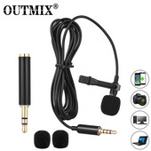 1,5 m körkörös fém mikrofon 3,5 mm-es Jack Lavalier nyakkendőkapcsos mikrofonok Mini audio mikrofon fényképezőgéphez számítógéphez laptop telefonhoz