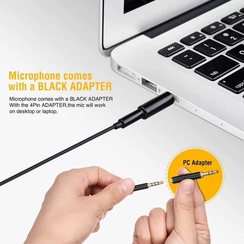 1,5 m körkörös fém mikrofon 3,5 mm-es Jack Lavalier nyakkendőkapcsos mikrofonok Mini audio mikrofon fényképezőgéphez számítógéphez laptop telefonhoz