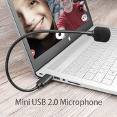 Kebidu prijenosni USB 2.0 mikrofon, podesivi mini mikrofon protiv buke, audio adapter za prijenosno/prijenosno računalo/PC/MSN/Skype
