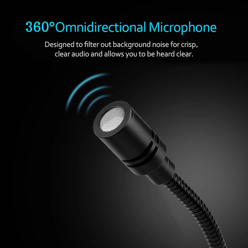 Kebidu prijenosni USB 2.0 mikrofon, podesivi mini mikrofon protiv buke, audio adapter za prijenosno/prijenosno računalo/PC/MSN/Skype