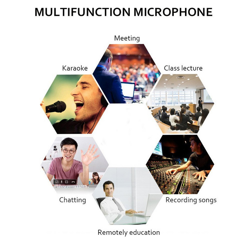 Kebidu prijenosni USB 2.0 mikrofon, podesivi mini mikrofon protiv buke, audio adapter za prijenosno/prijenosno računalo/PC/MSN/Skype