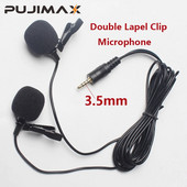 PUJIMAX kétfejes mini Lavalier hajtókamikrofon 3,5 mm-es jack fejhallgató mikrofon 1M/3M kábel IPhone rádióhoz, audio-videó mikrofonhoz