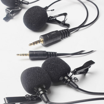 PUJIMAX Dual Head Mini Lavalier Lapel Microphone 3.5mm Jack Headset Microphone 1M/3M кабел за IPhone Radio Audio Video Microfon