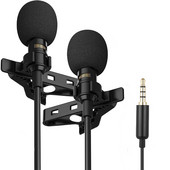 Professionnel Dual Mini Lavalier Μικρόφωνο για Τηλεφωνικό Φορητό Η/Υ, μικρόφωνο πέτο για ραδιόφωνο Smartphone Micro karaoke Microfono