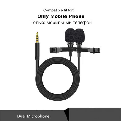 Professionnel Dual Mini Lavalier Μικρόφωνο για Τηλεφωνικό Φορητό Η/Υ, μικρόφωνο πέτο για ραδιόφωνο Smartphone Micro karaoke Microfono
