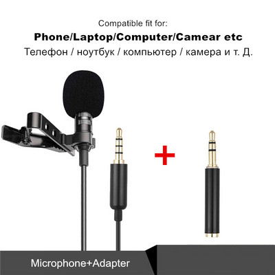Professionnel Dual Mini Lavalier Μικρόφωνο για Τηλεφωνικό Φορητό Η/Υ, μικρόφωνο πέτο για ραδιόφωνο Smartphone Micro karaoke Microfono