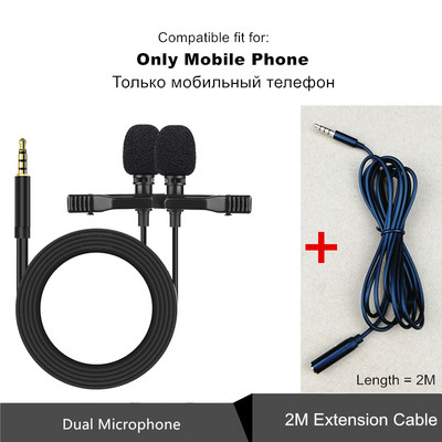 Professionnel Dual Mini Lavalier Μικρόφωνο για Τηλεφωνικό Φορητό Η/Υ, μικρόφωνο πέτο για ραδιόφωνο Smartphone Micro karaoke Microfono