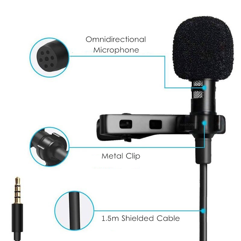Professionnel Dual Mini Lavalier mikrofonas telefonui nešiojamasis kompiuteris , atvartas Mikrofonas radijo išmaniesiems telefonams Mikro karaoke Mikrofonas