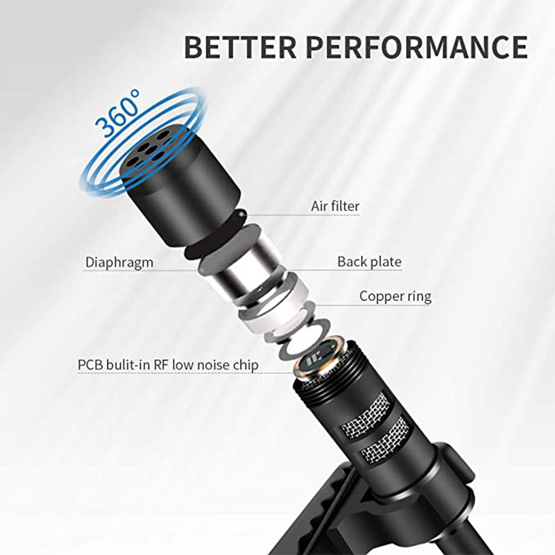 2 m-es USB Lavalier mikrofon Clip-on hajtókás mikrofon PC számítógéphez laptophoz ének Streaming felvevő stúdió YouTube Video Gaming